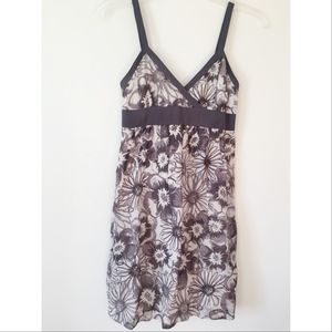 Vince Silk/Cotton Sundress, Grey/White flora, 2